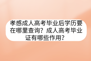 孝感成人高考毕业后学历要在哪里查询？成人高考毕业证有哪些作用？