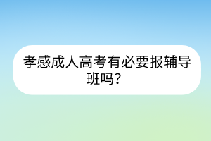 孝感成人高考有必要报辅导班吗？