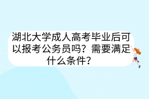 湖北大学成人高考毕业后可以报考公务员吗？需要满足什么条件？