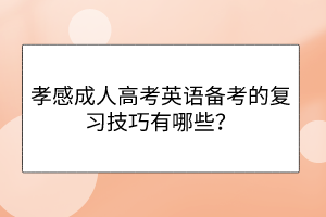 孝感成人高考英语备考的复习技巧有哪些？