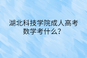 湖北科技学院成人高考数学考什么？