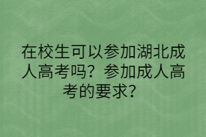 在校生可以参加湖北成人高考吗？参加成人高考的要求？