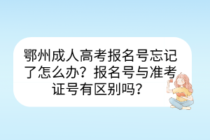 鄂州成人高考报名号忘记了怎么办？报名号与准考证号有区别吗？