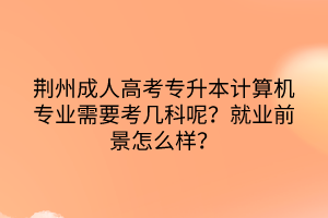 荆州成人高考专升本计算机专业需要考几科呢？就业前景怎么样？