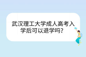 武汉理工大学成人高考入学后可以退学吗？