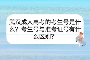 武汉成人高考的考生号是什么？考生号与准考证号有什么区别？