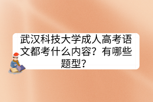 武汉科技大学成人高考语文都考什么内容？有哪些题型？