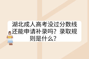 湖北成人高考没过分数线还能申请补录吗？录取规则是什么？