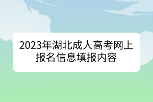 2023年湖北成人高考网上报名信息填报内容