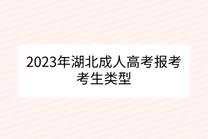 2023年湖北成人高考报考考生类型