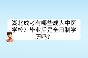 湖北成考有哪些成人中医学校？毕业后是全日制学历吗？