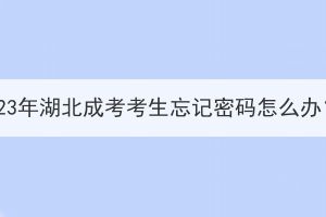 2023年湖北成考考生忘记密码怎么办？