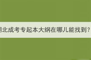 湖北成考专起本大纲在哪儿能找到？