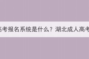 2023年湖北省成人高考报名系统是什么？湖北成人高考报名流程有哪些？