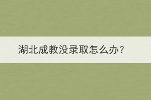 湖北成教没录取怎么办？