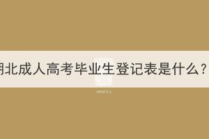 湖北成人高考毕业生登记表是什么？