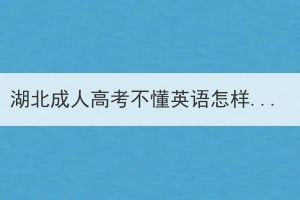 湖北成人高考不懂英语怎样应考？