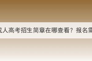 荆州教育学院成人高考招生简章在哪查看？报名需要什么条件？