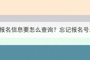 十堰成教报名信息要怎么查询？忘记报名号怎么办？